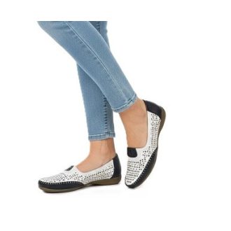 TENERIFE extrán rugalmas csinos női félcipő fehér-kék