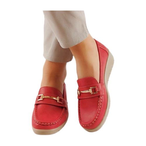Angelina telitalpú divatos női piros loafer 