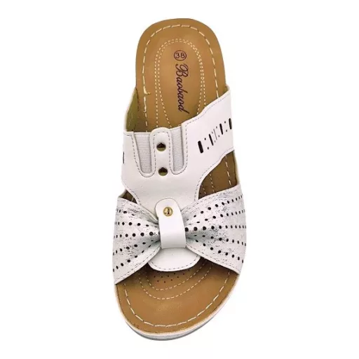 Comfort Bow Slide női papucs – ezüstfehér