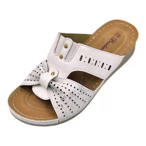 Comfort Bow Slide női papucs – ezüstfehér
