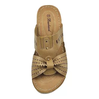 Comfort Bow Slide női papucs – aranybézs
