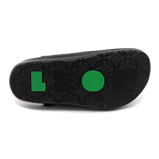 300 M Leon férfi munkavédelmi bőr klumpa – csúszásmentes, sarokpántos fekete