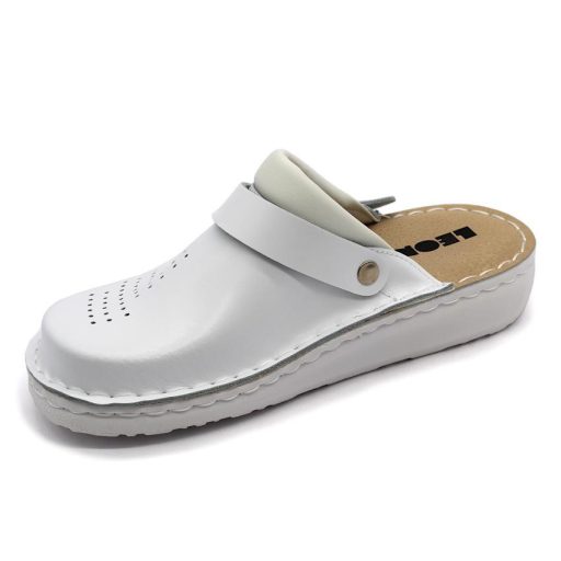 300 Leon női bőr klumpa – széles lábra, anti shock talpon fehér