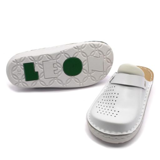 300 Leon női bőr klumpa – széles lábra, anti shock talpon fehér