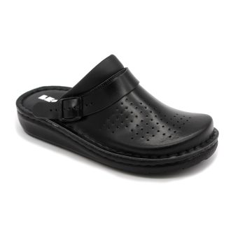   300 Leon női bőr klumpa – széles lábra, anti shock talpon fekete