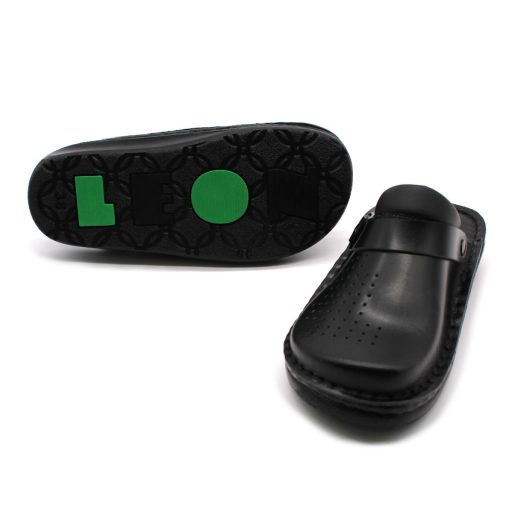 300 Leon női bőr klumpa – széles lábra, anti shock talpon fekete