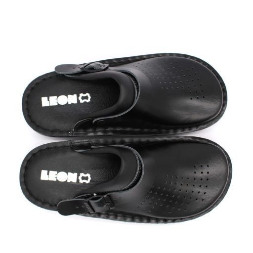 300 Leon női bőr klumpa – széles lábra, anti shock talpon fekete