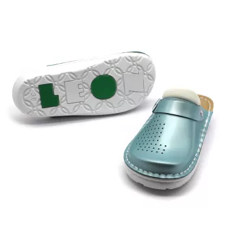   300 Leon női bőr klumpa – széles lábra, anti shock talpon menta