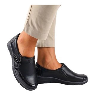GENOVA elegáns női félcipő bőr talpbetéttel fekete GENOVA elegáns női félcipő bőr talpbetéttel fekete