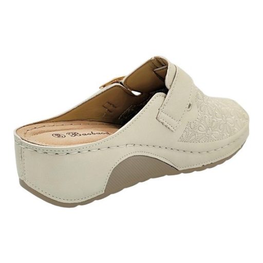 Divatos női klumpa virágmintás felsőrésszel – állítható csatos, kényelmi talppal beige