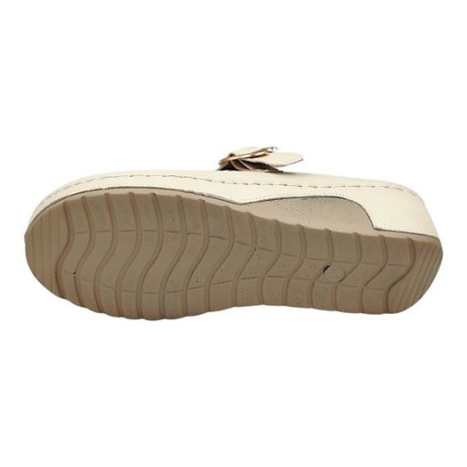 Divatos női klumpa virágmintás felsőrésszel – állítható csatos, kényelmi talppal beige