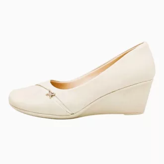   Parisienne telitalpú elegáns női cipő bőr talpbetéttel beige