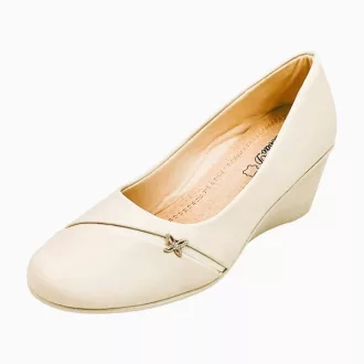   Parisienne telitalpú elegáns női cipő bőr talpbetéttel beige