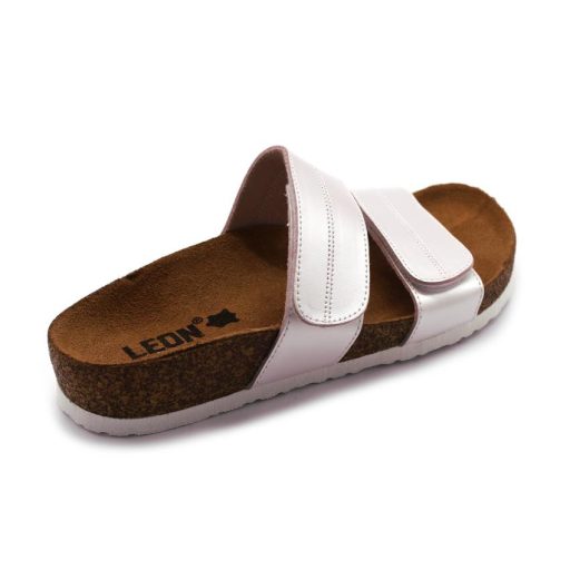 4000 LEON bőr gyógypapucs dupla tépőzárral bio talpon perla