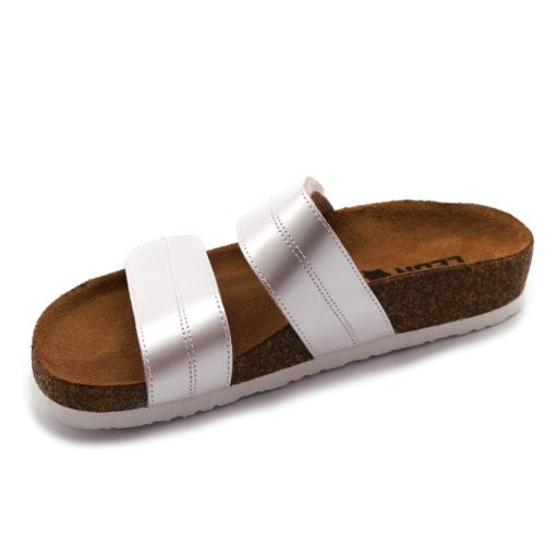 4000 LEON bőr gyógypapucs dupla tépőzárral bio talpon perla