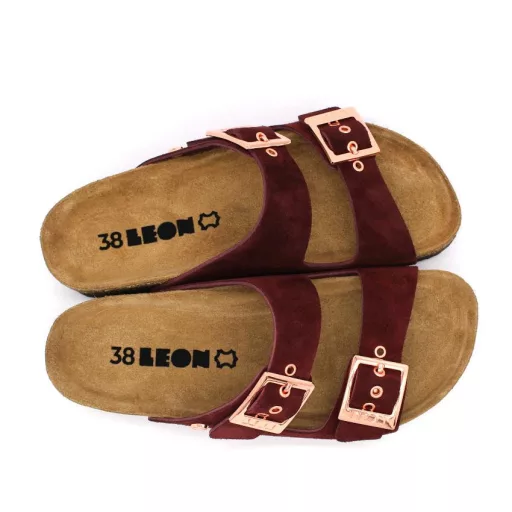 Leon 4015 – Női bőr papucs bordó
