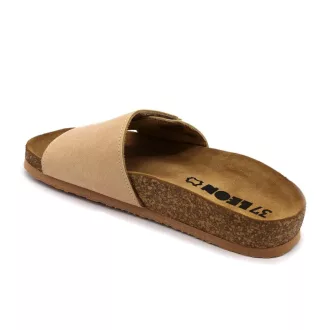   4022 LEON bőr egypántos női papucs anatómiai talpbetéttel I bézs