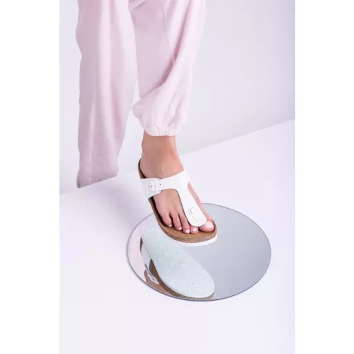 4080 LEON női bőr lábujjas papucs I fehér