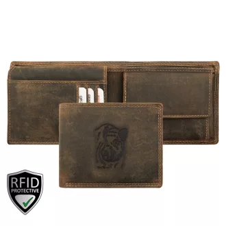   Giorgio Carelli férfi bőr, RFID blokkoló vaddisznó fej mintás pénztárca