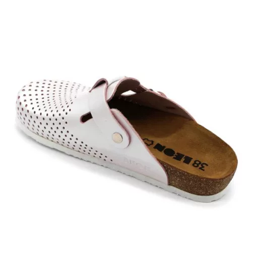4250 LEON Comfort női csatos bőr klumpa parafa talpon perla