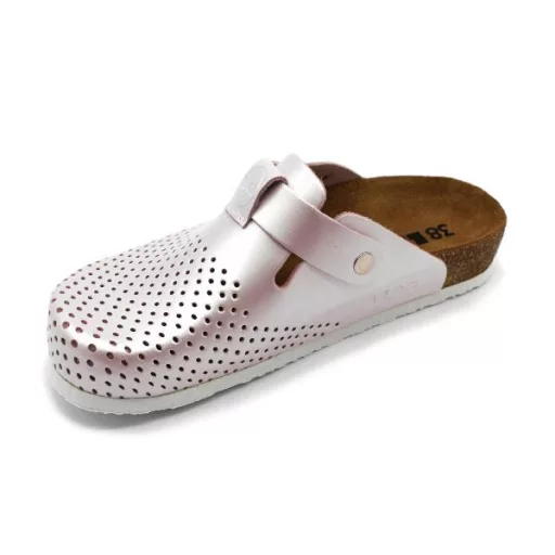 4250 LEON Comfort női csatos bőr klumpa parafa talpon perla