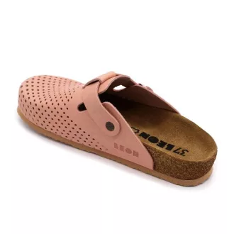  4250 LEON Comfort női csatos bőr klumpa parafa talpon rózsaszín