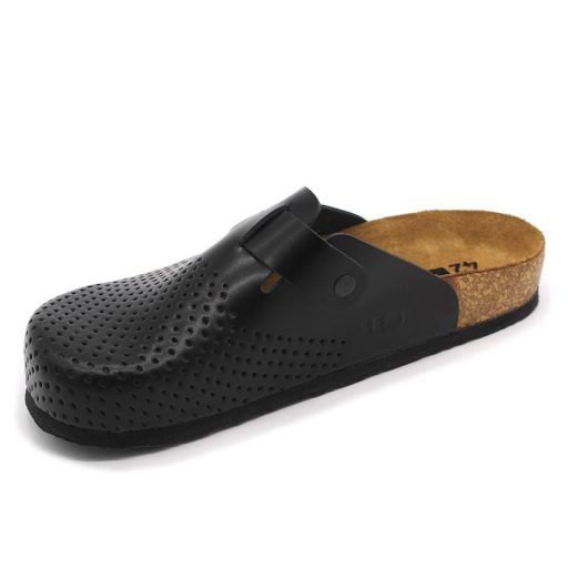 4700 LEON csatos férfi bőr klumpa bio talpon fekete