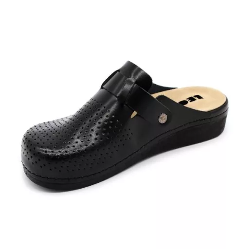 5001 LEON kivehető betétes női gyógyklumpa bőrből fekete