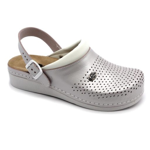 5002 Leon Comfort alacsony talpú, munkavédelmi bevizsgálással rendelkező női bőr klumpa – kivehető talpbetéttel perla