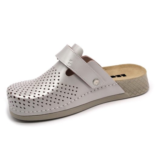 500 LEON  Női bőr klumpa kényelmes, rugalmas talpon ezüst színben