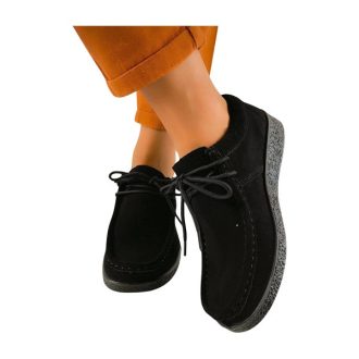 LEATHER LOVE hasított bőr fekete női kényelmi cipő  LEATHER LOVE hasított bőr fekete női kényelmi cipő