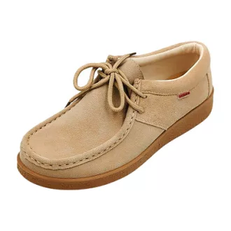 LEATHER LOVE hasított bőr beige női kényelmi cipő 