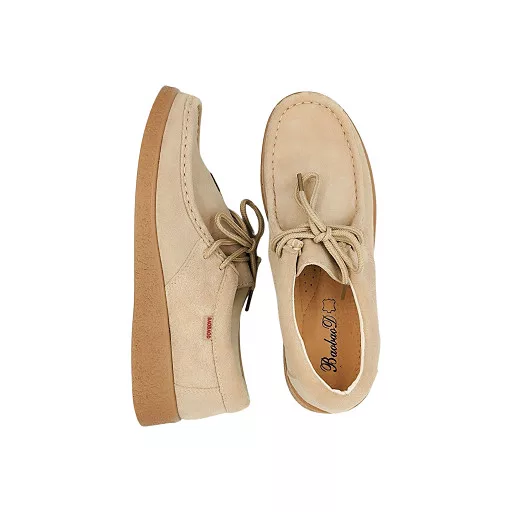 LEATHER LOVE hasított bőr beige női kényelmi cipő 