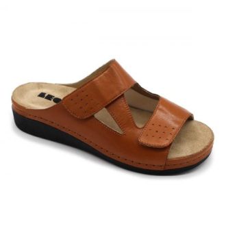   5010 Leon kivehető talpbetétes nappa bőr tépőzáras gyógypapucs konyakbarna
