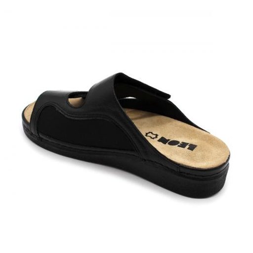 5010 Leon kivehető talpbetétes nappa bőr tépőzáras gyógypapucs fekete