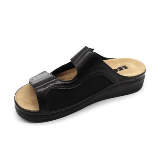 5010 Leon kivehető talpbetétes nappa bőr tépőzáras gyógypapucs fekete