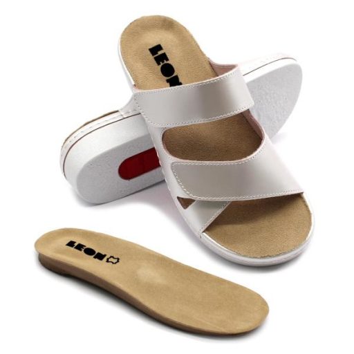 5011 LEON kivehető talpbetétes gyógypapucs nappa bőr I perla