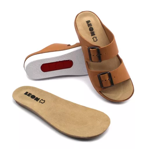 5012 LEON kivehető talpbetétes csatos gógypapucs nappa bőr Ibarna-orlando