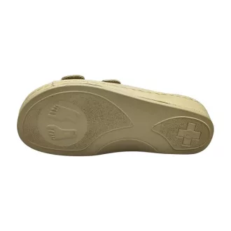 Flexa dupla csatos női papucs bőr talpbetéttel beige