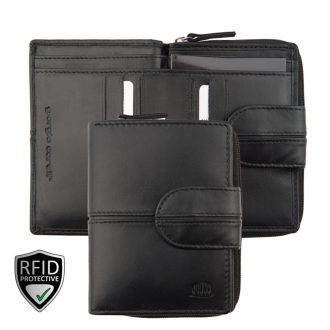 Giorgio Carelli RFID blokkoló kisméretű női bőr pénztárca fekete    Giorgio Carelli RFID blokkoló kisméretű női bőr pénztárca fekete