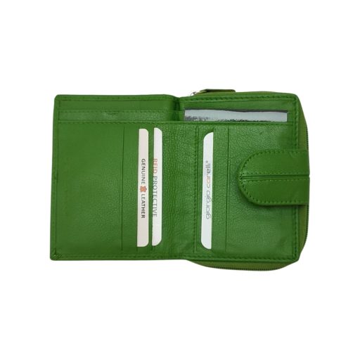Giorgio Carelli  RFID blokkoló kisméretű női bőr pénztárca zöld
