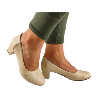Sydney csinos női körömcipő beige bőr talpbetéttel