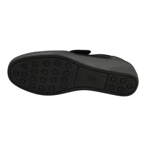 CLASSIC CHIC telitalpú sikkes bőr talpbetétes női tépőzáras kényelmi cipő fekete