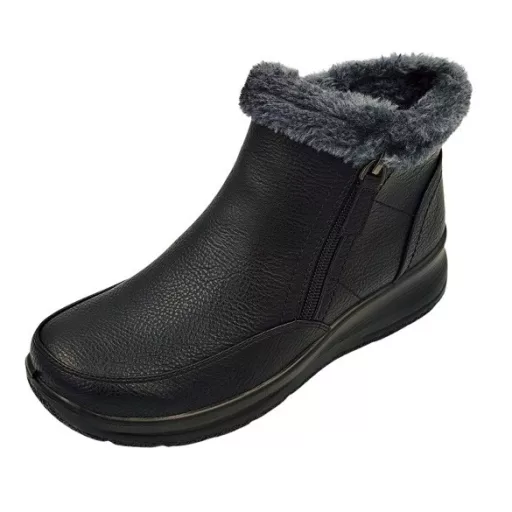 MONA telitalpú bélelt dupla cipzáras női thermo csizma fekete