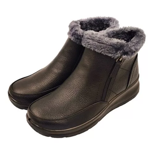 MONA telitalpú bélelt dupla cipzáras női thermo csizma fekete