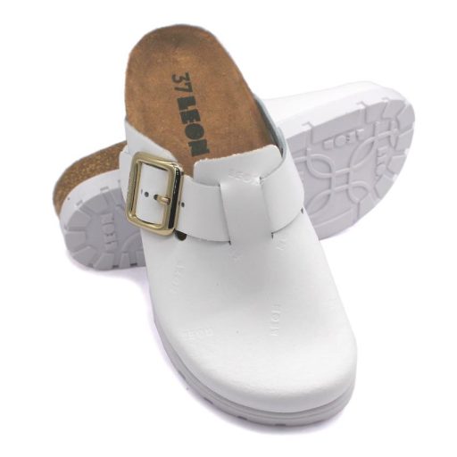 6000 Leon valódi bőr klumpa – parafa bio talpon fehér