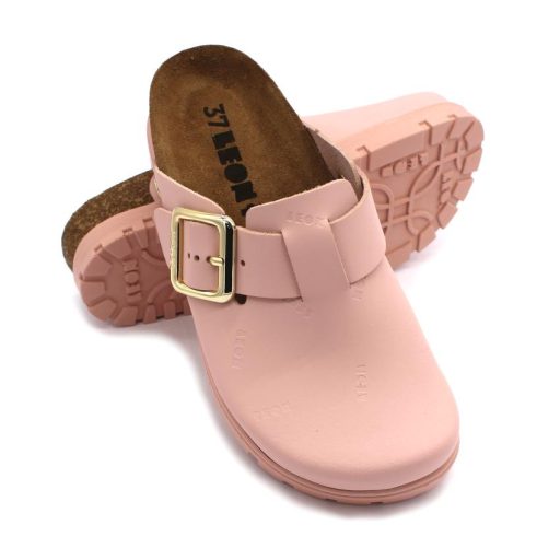 6000 Leon valódi bőr klumpa – parafa bio talpon rózsaszín