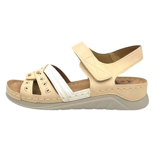 ELITE női telitalpú szandál beige-fehér