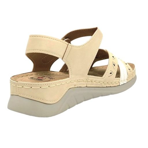 ELITE női telitalpú szandál beige-fehér