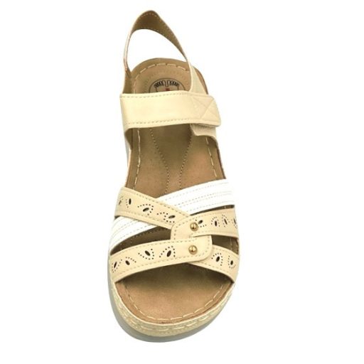 ELITE női telitalpú szandál beige-fehér